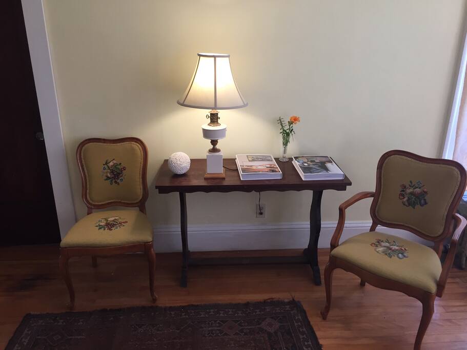 AM: Coffee, planning, gusto.
PM: Pull up a chair, off with the shoes, move to and stretch out on the carpet.. exhale. Well done.