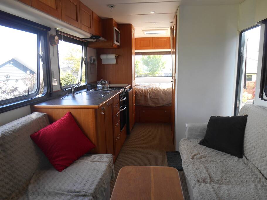 Lounge and kitchen facilities with fridge and microwave