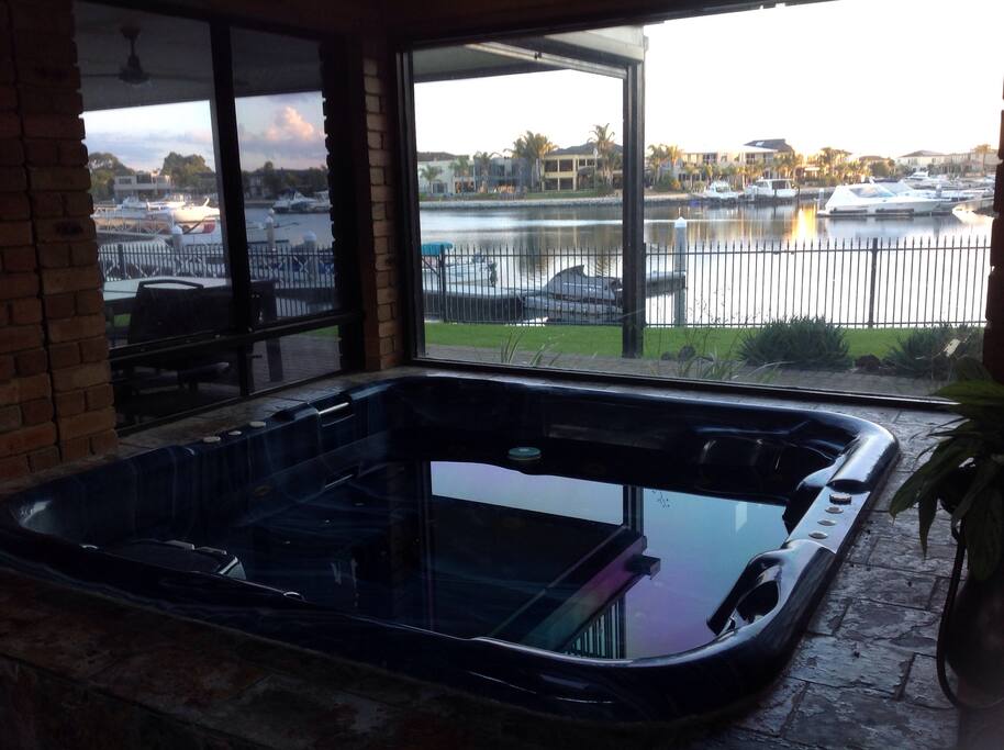 Gas heated spa with views.