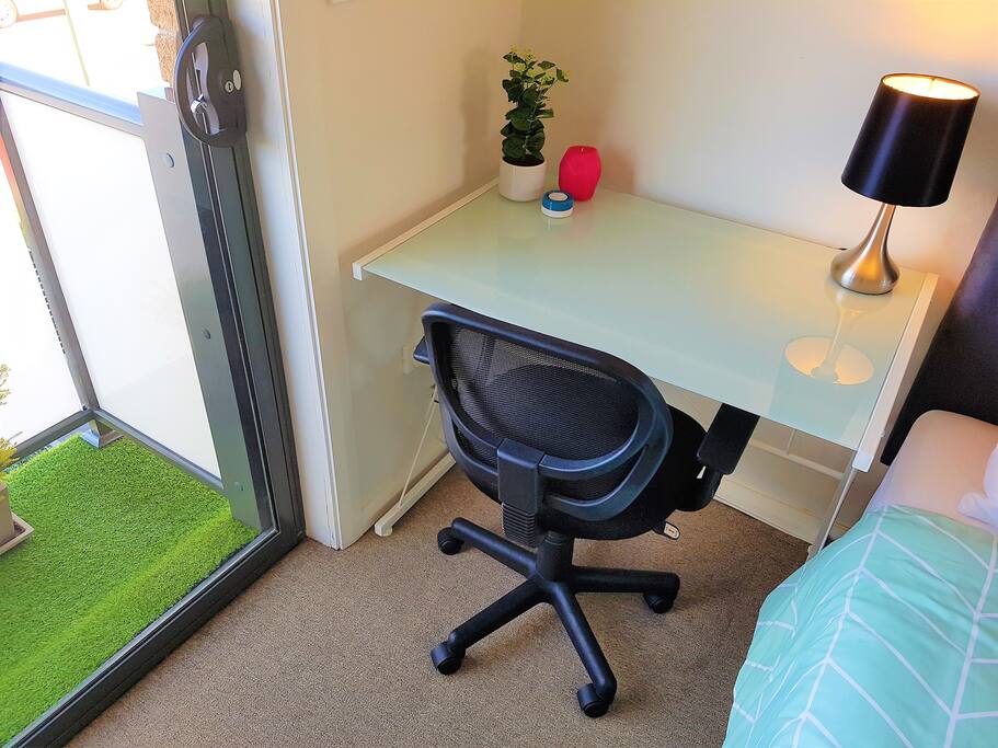 Desk with great natural light and Touch Lamp