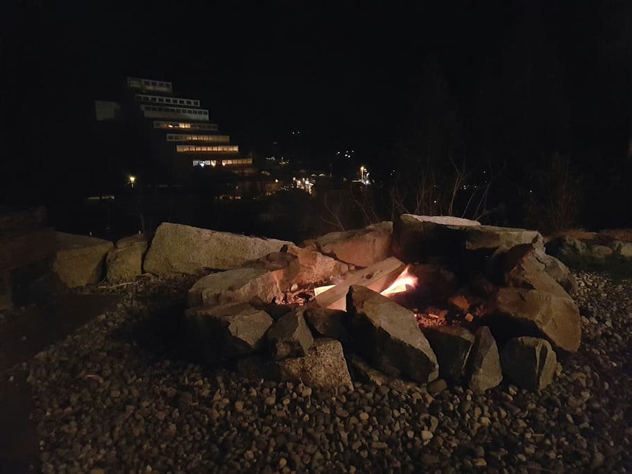 Views of the old Britannia mine and Howe Sound, by the campfire.