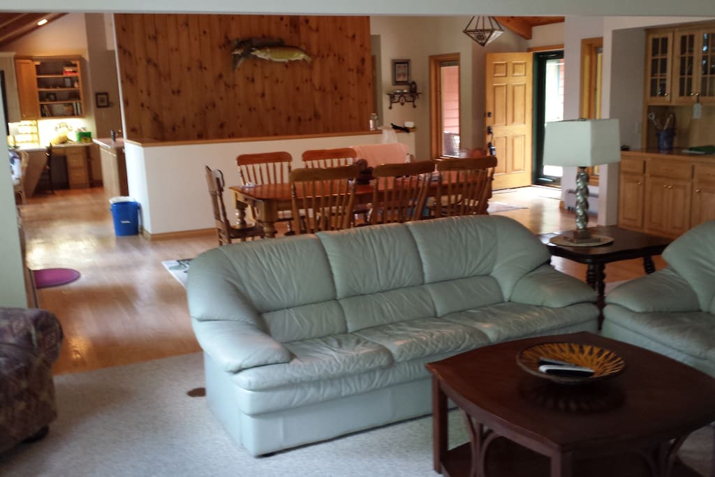 Looking from the living room towards the dining room and kitchen