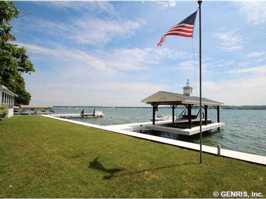 Two permanent docks provide the ideal place to relax by the water