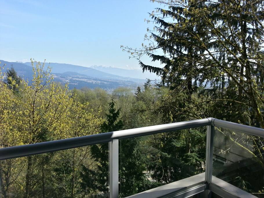 Balcony view overlooking Port Moody and the Golden Ears