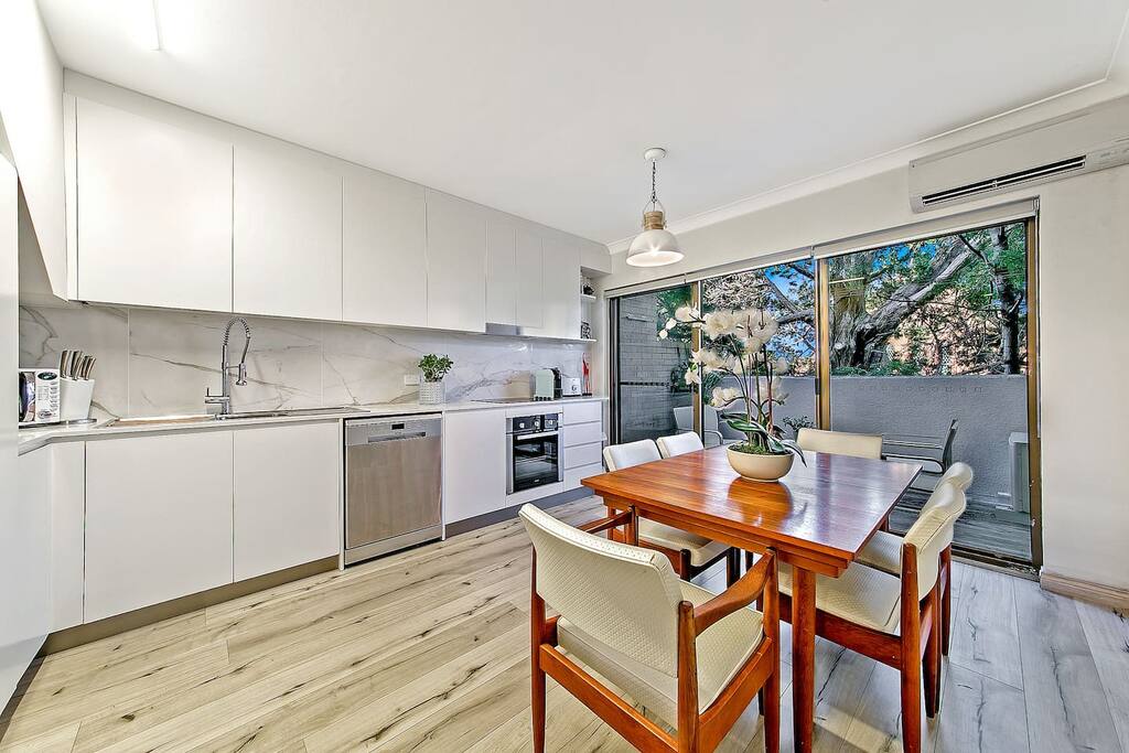 Kitchen with access to entertaining balcony