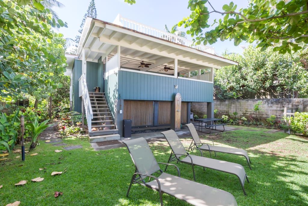 Your beachfront home with a nice yard and fabulous views.