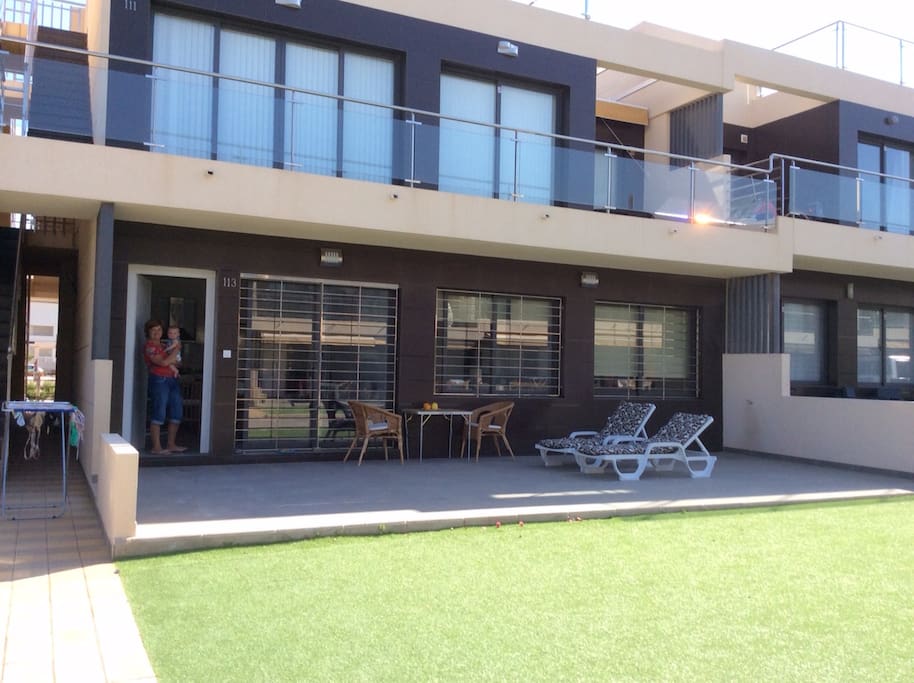 Terrace. Outdoor furniture is available