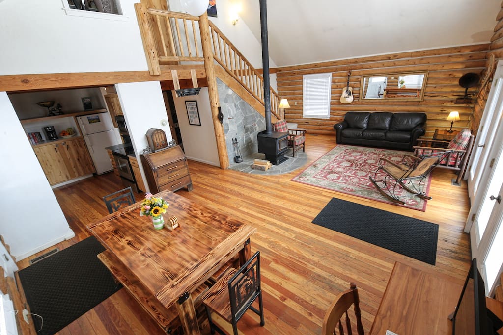 Here is the main room of the house. There are several antiques and custom made furniture that make this place unique
