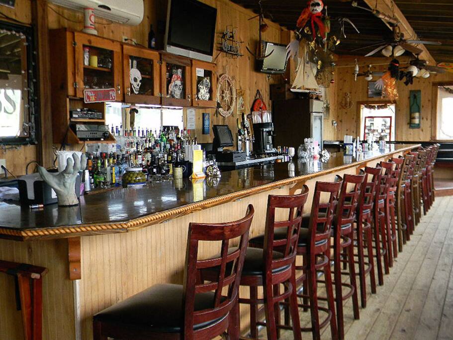 Large Waterfront bar at the Coinjock Marina Restaurant!