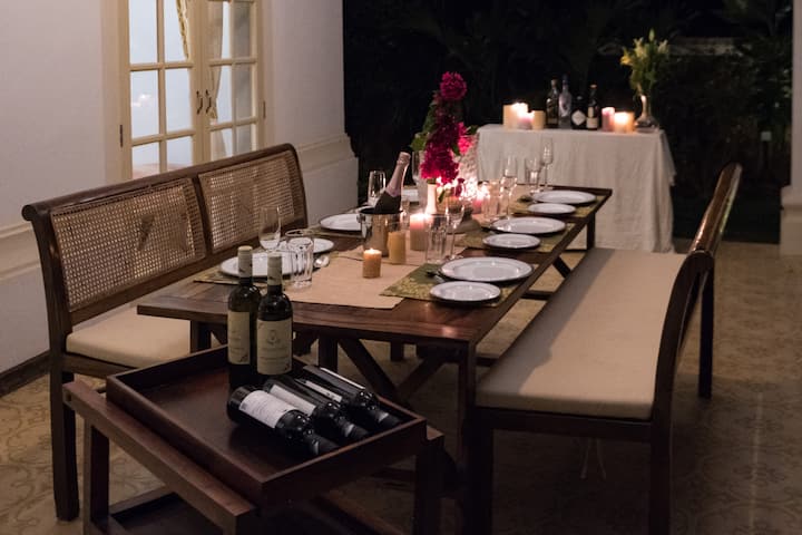 Al fresco dining with a barbecue area