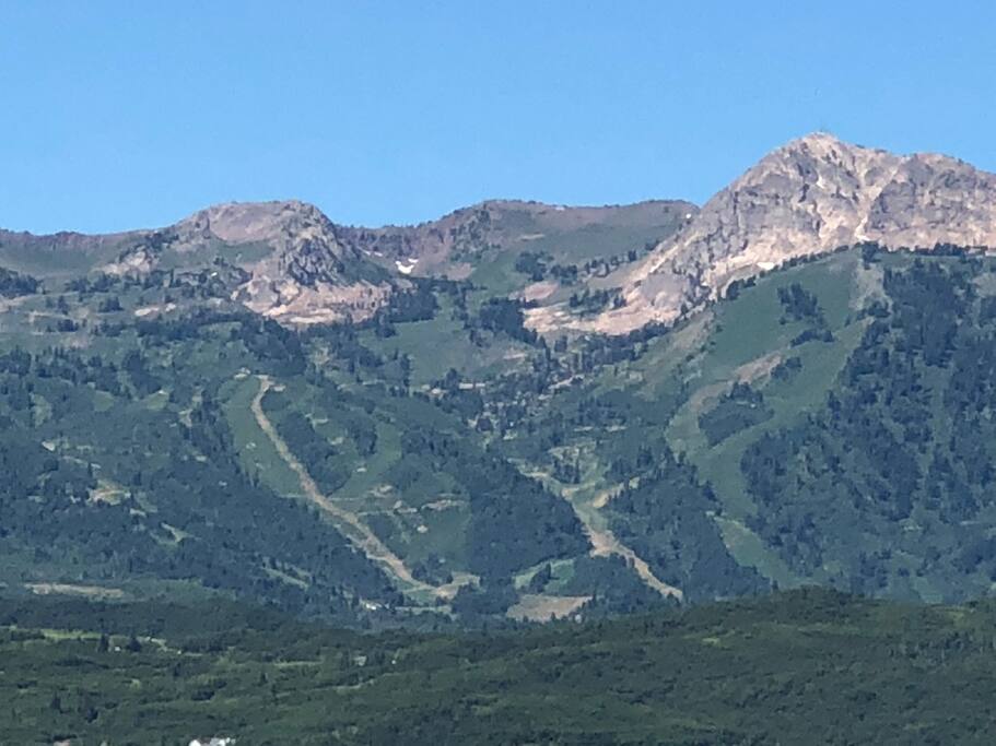 View of Snow Basin ski resort from back yard.