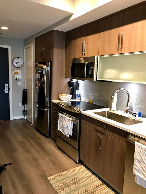The kitchen is brand new and top of the line. It's also fully stocked with all appliances and pots/pans that you could need!