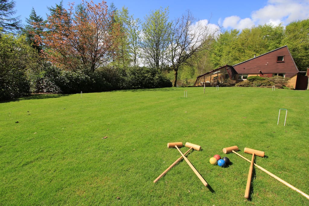 Croquet on the lawn in the summer