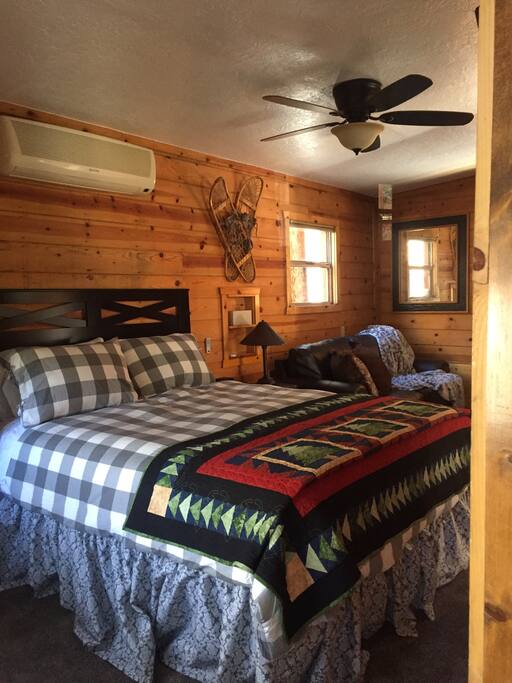 This is the cozy pillow top bed with a handmade quilt to keep you warm.