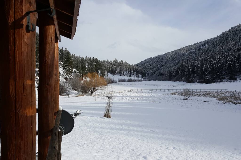 Winter view of the valley from apartment deck looking South.