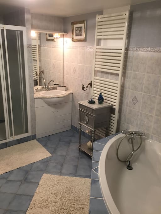 Salle de bain privée tout confort avec douche et baignoire