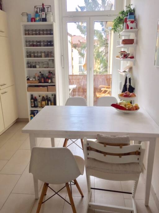 Kitchen with a small balcony