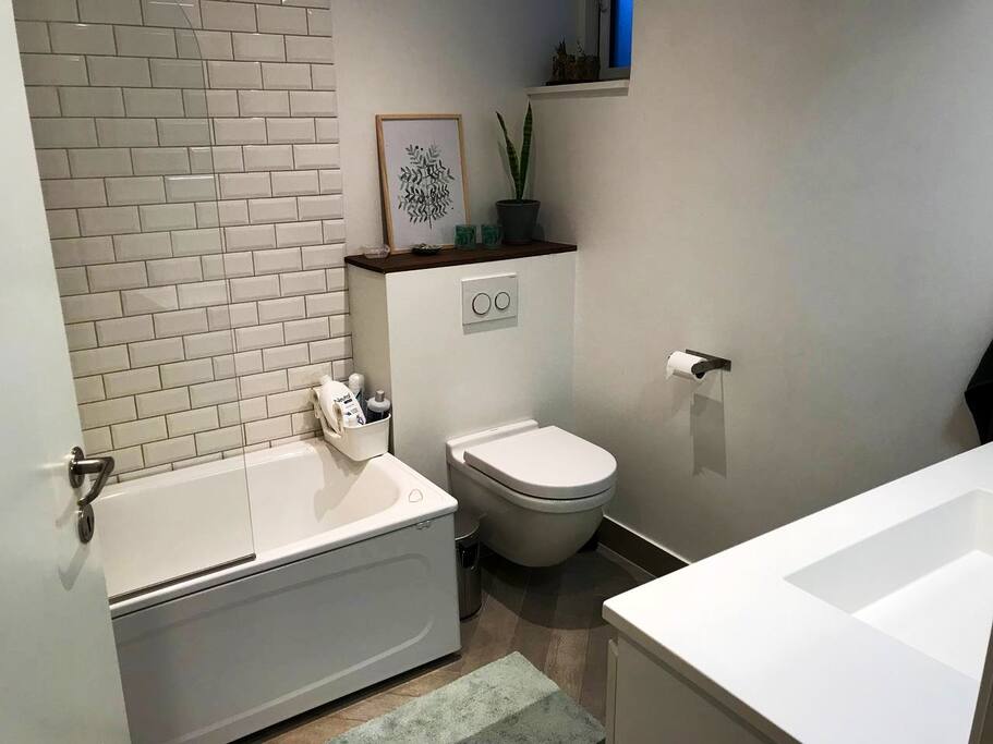 Bathroom with shower and bathtub. House also has another toilet