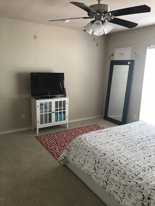 Bedroom comes television equipped with the basic channels.