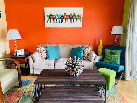 Top Airbnb: Colorful condo with heated pool and private WiFi in San Carlos Park