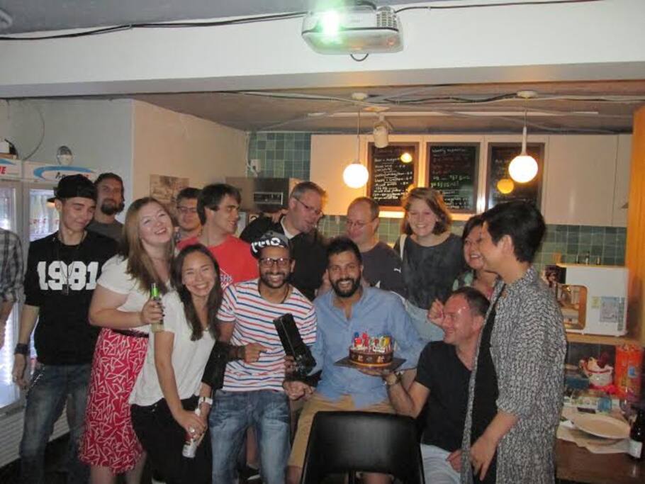 Guests hanging out for a birthday party!