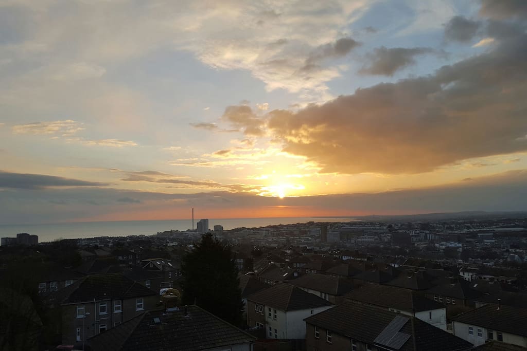 Stunning rooftop views over Brighton as the sun starts to set.