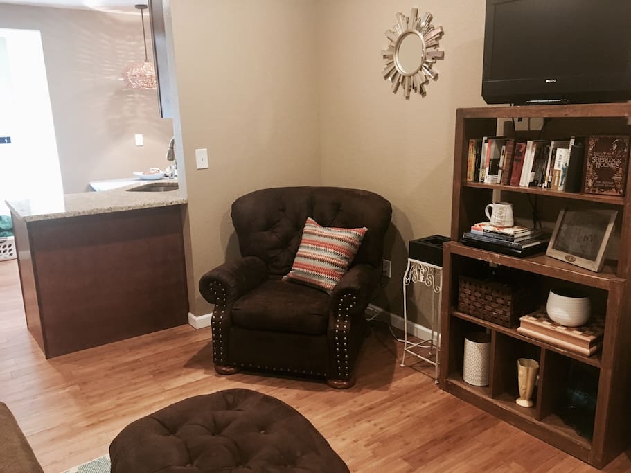 Private living room + full kitchen