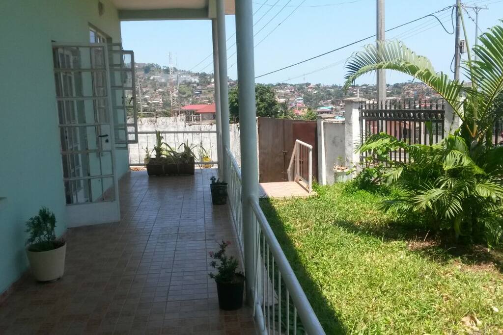 Nice green front porch for relaxing.