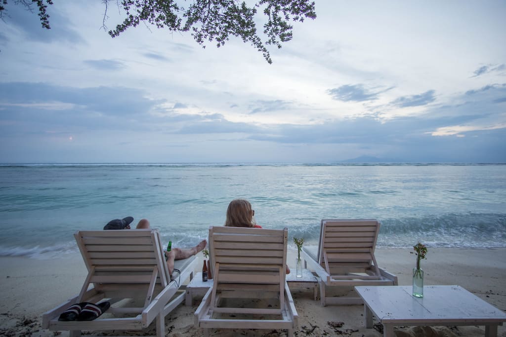 Relax at Gili Trawangan' sunset side beaches.