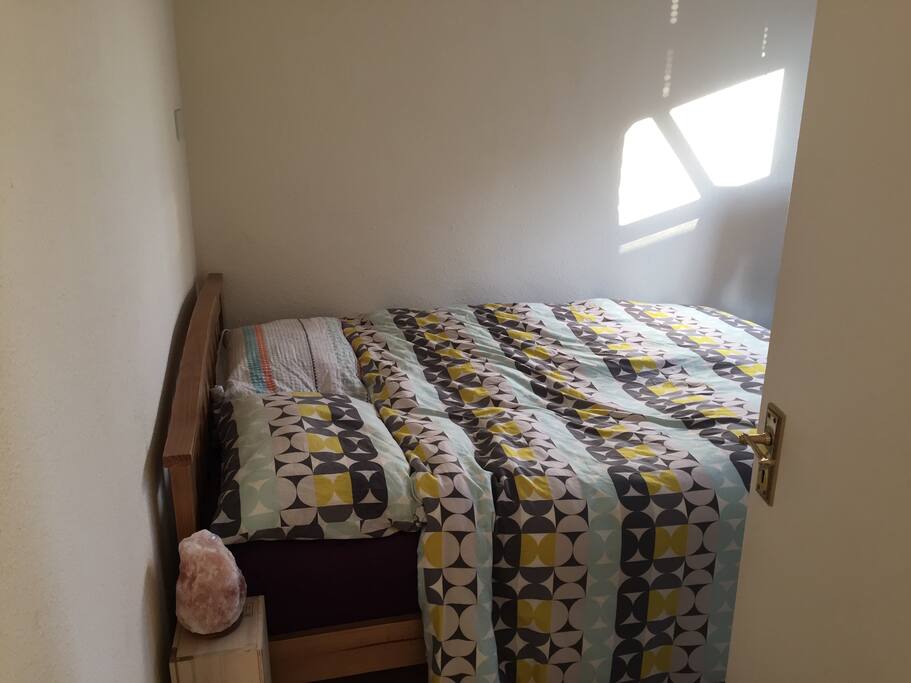 Bedroom (new mattress) with closet and chest of drawers