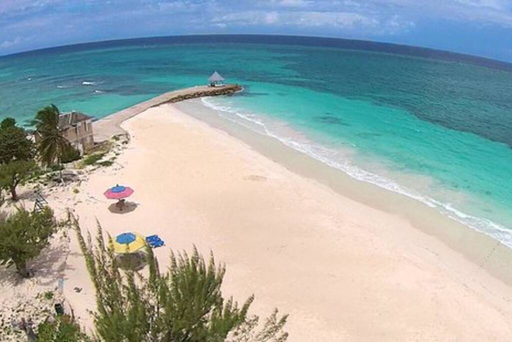 The beach looking west