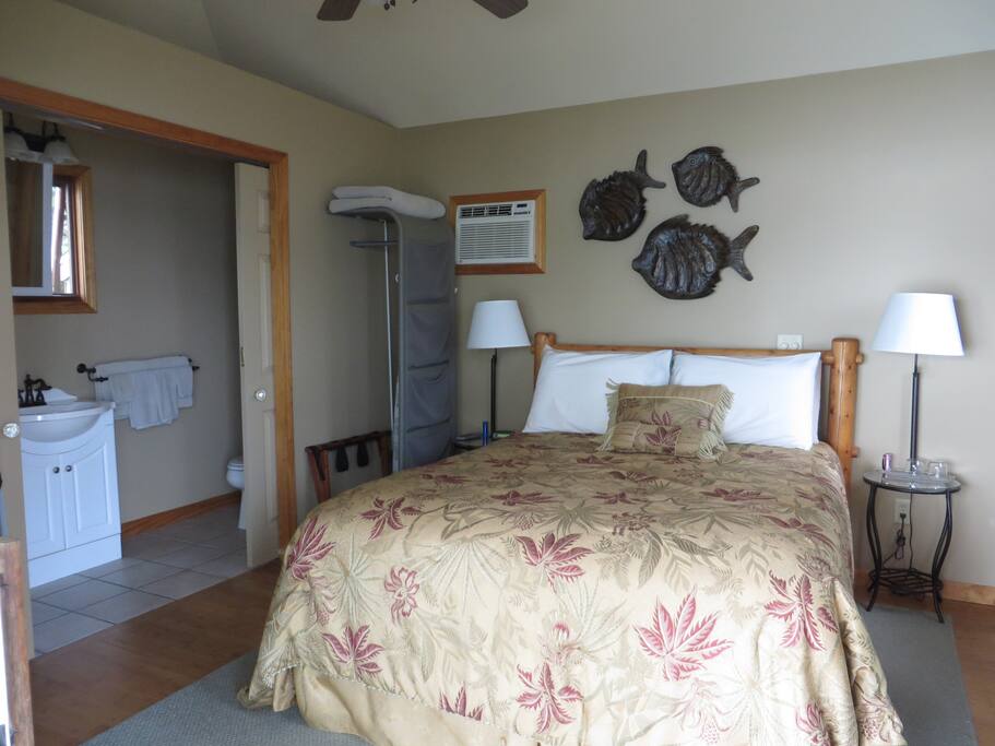 Bathroom off the bedroom with pocket doors