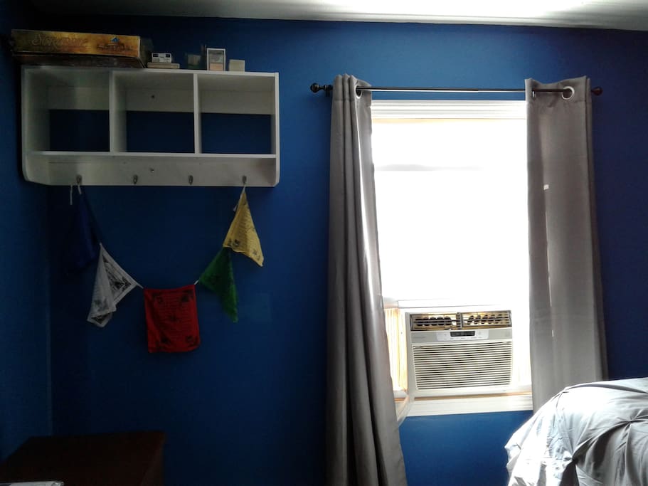 Your own AC unit and coat rack/shelf space