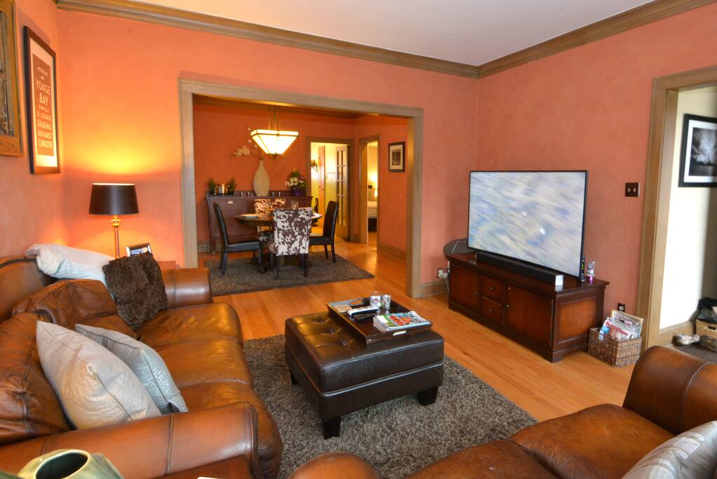 Comfortable leather sofa and love seat