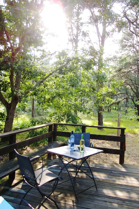 The deck is a great spot for sun or shade.