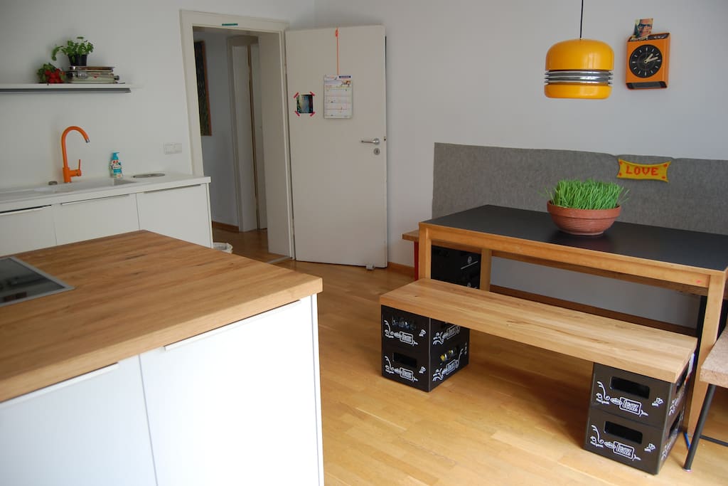 kitchen with table for 5-7 persons