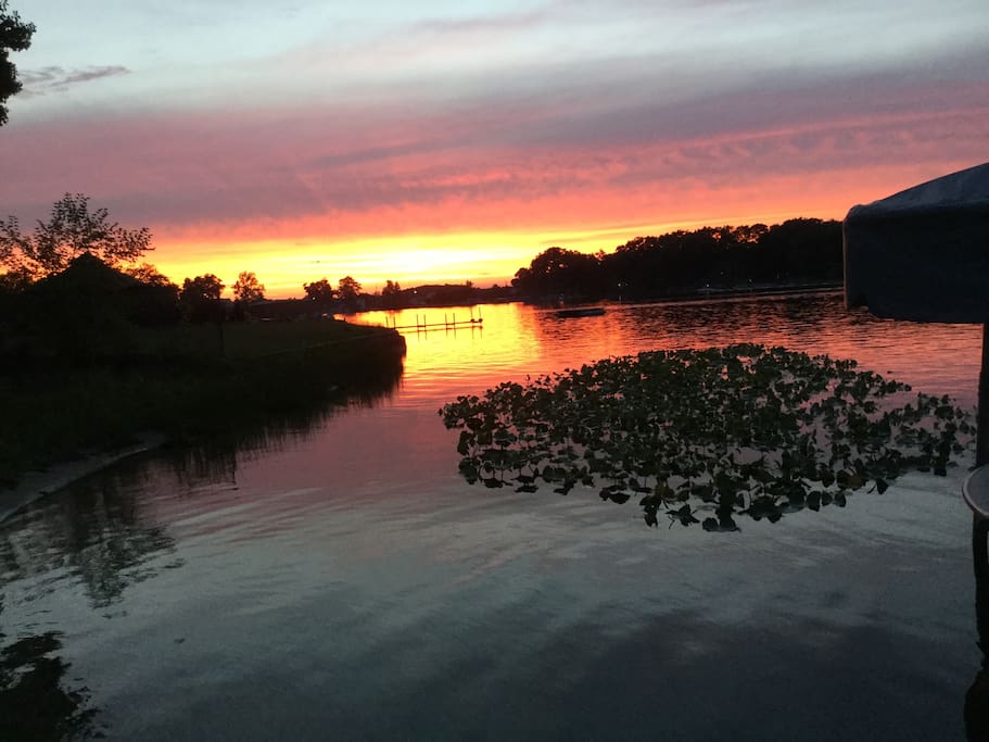 Beautiful sunset on the lake.