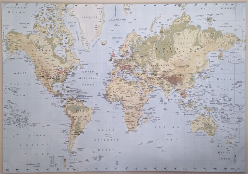 Be inspired by this huge wall map in your room and plan your next adventure