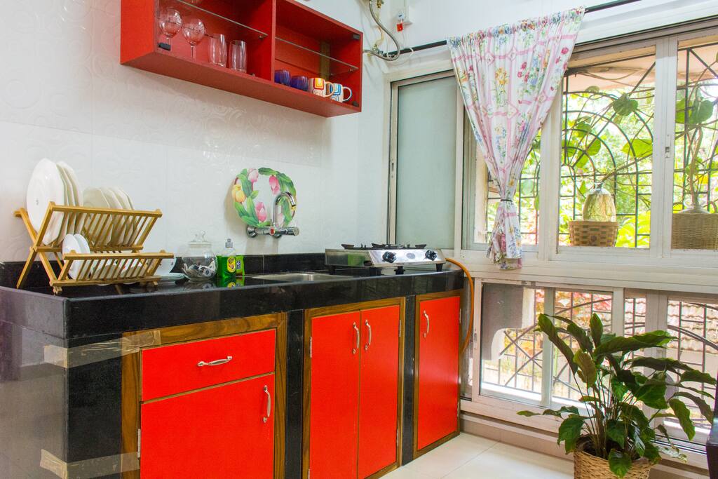 Kitchenette at Lush Green Apt.