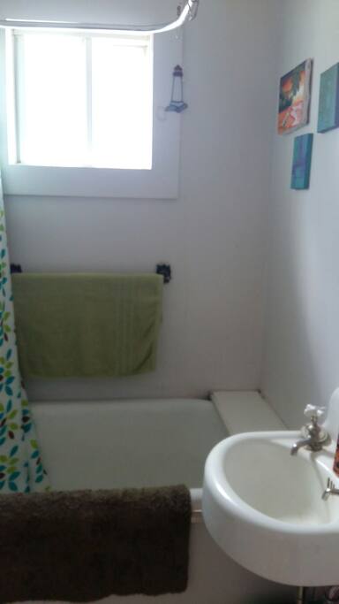 retro claw foot tub with shower.