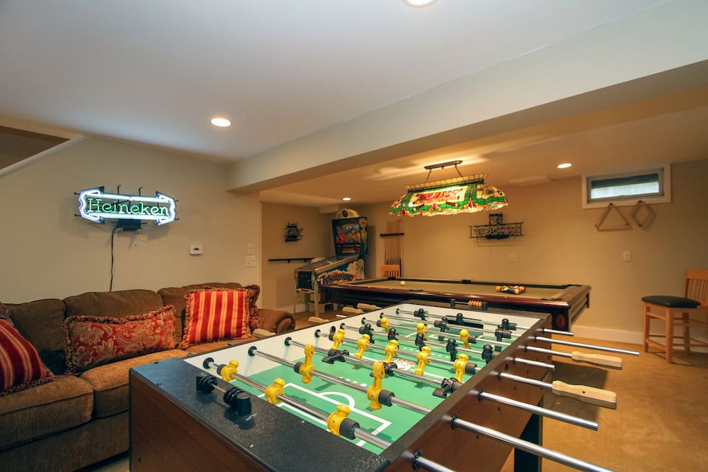 Spend quality time together in the family game room on the lower level floor.