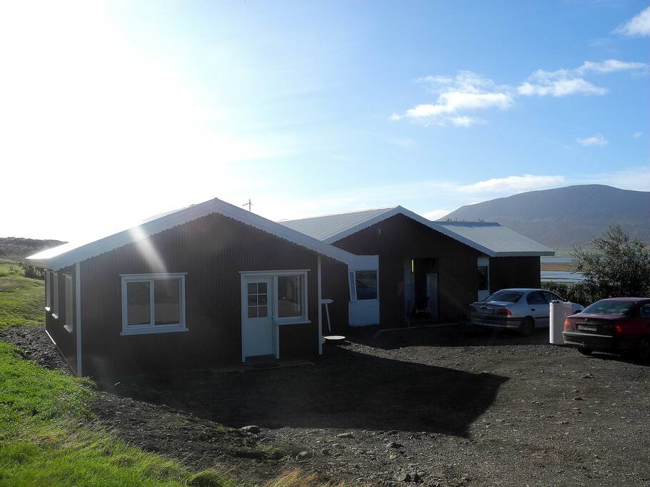 Our guesthouse (left) and our house (right)
