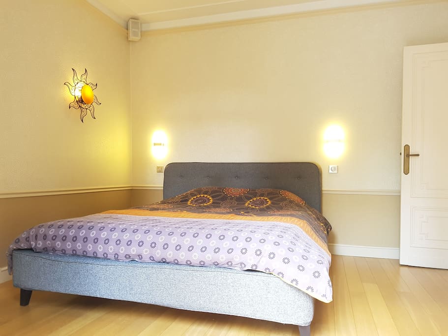 The queen-size bed