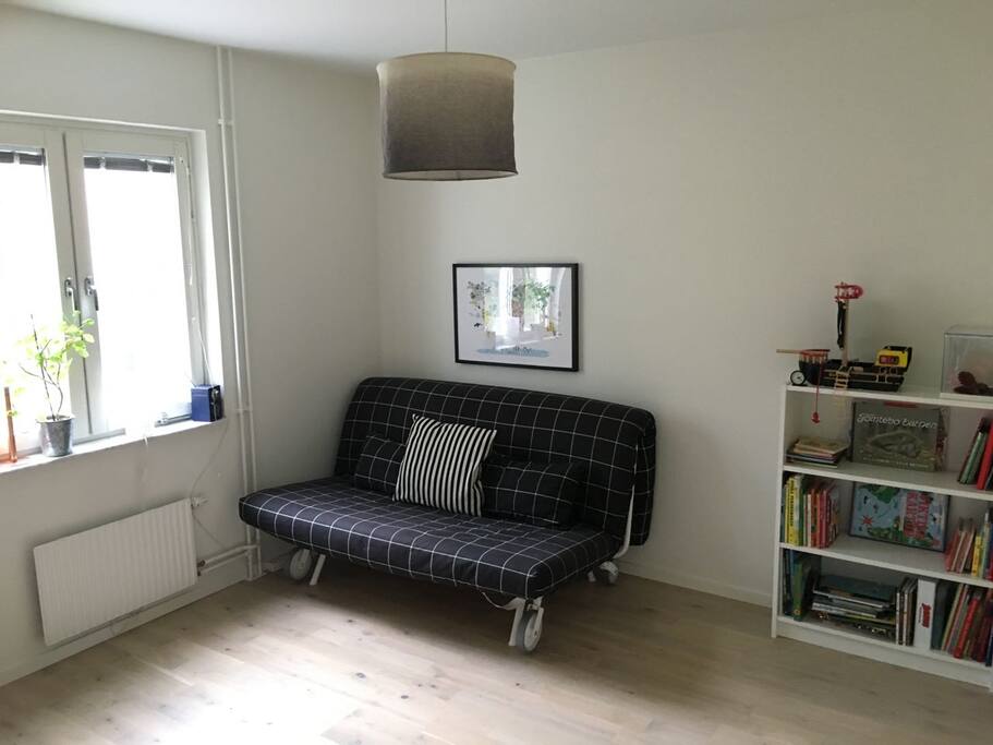 Bedroom with large comfortable sofa bed (160x200cm)
