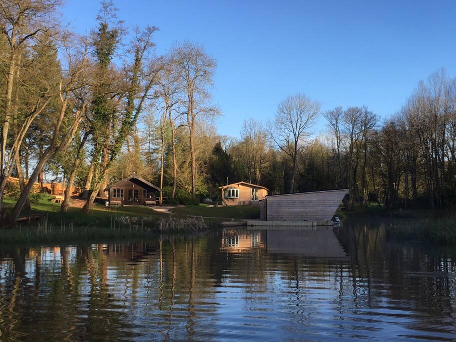 View of the lodge from the lake.