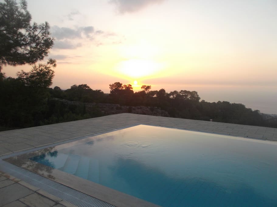 Sunset over the Sea, pool side.