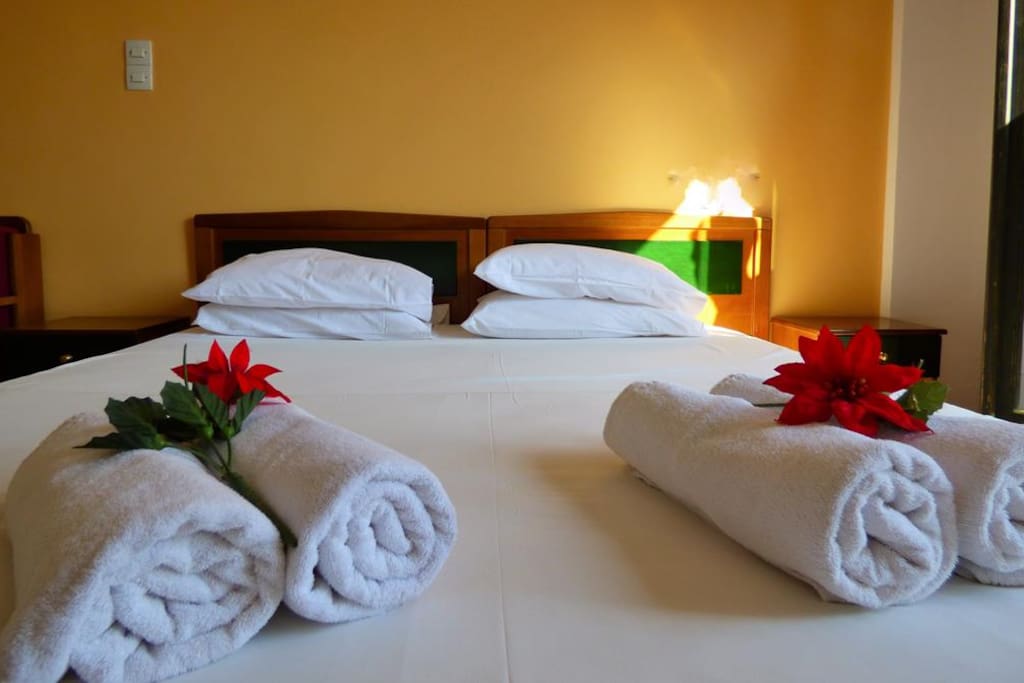 The bedroom with the double bed