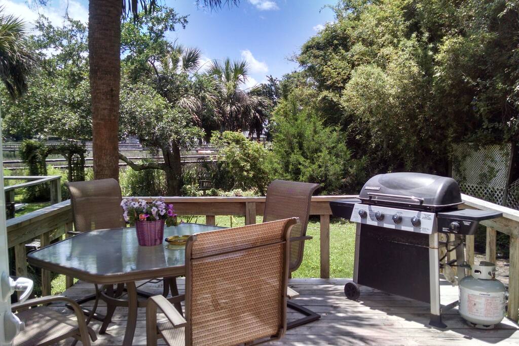 Have a BBQ on the deck over looking the Marsh
