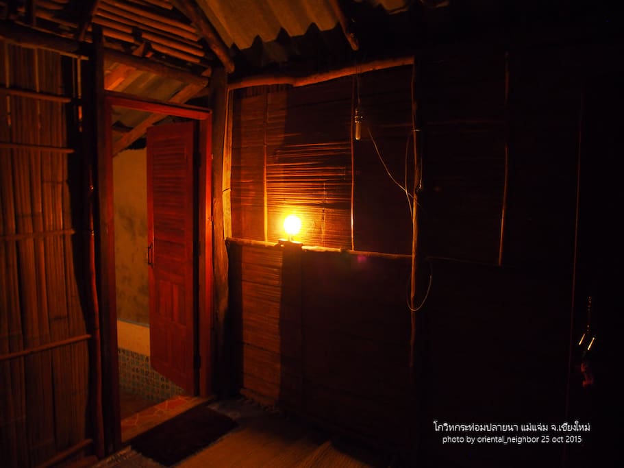Inside the Hut. There is an electricity available.