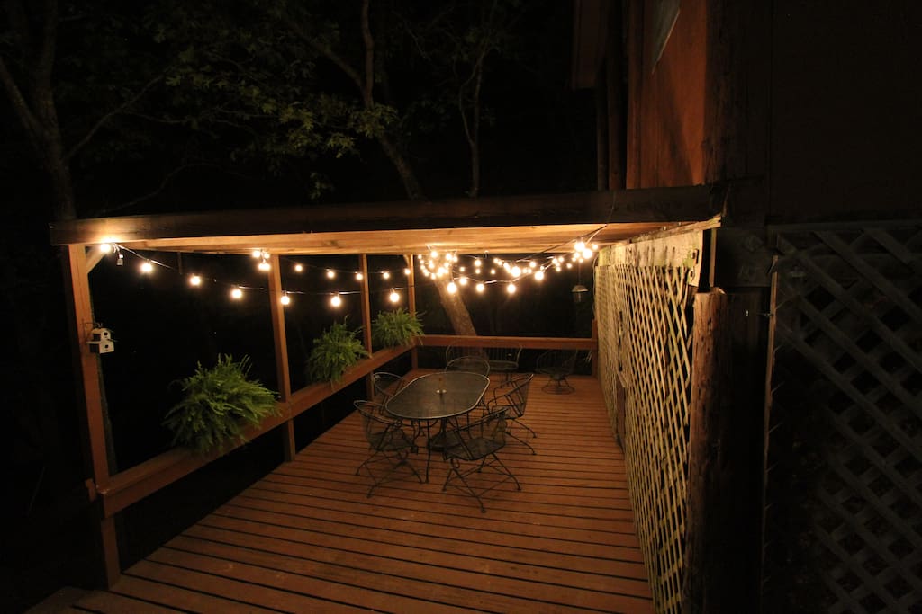 North deck with lights, and refrigerator